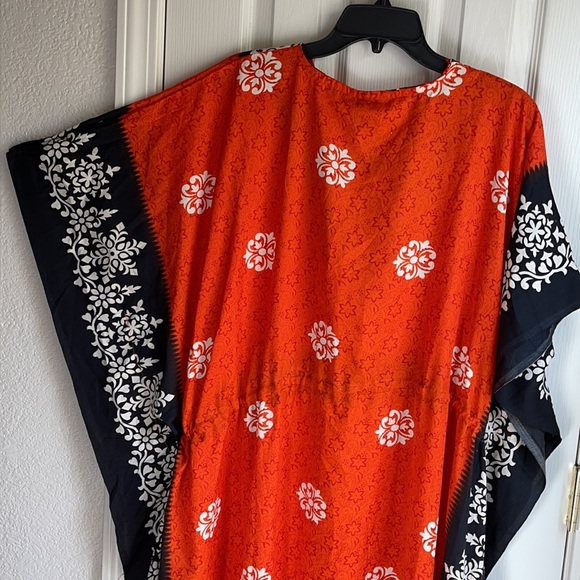 NWT BELL PEPPER EMBELLISHED ORANGE & BLACK CAFTAN - Picture 7 of 9